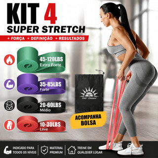 Kit 4 Elástico Super Band Borracha Crossfit Extra Forte.