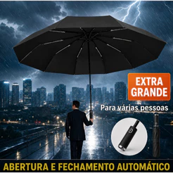 Guarda‑Chuva Automático 3 Dobras, Revestimento Blackout, Proteção UV, Para Sol e Chuva