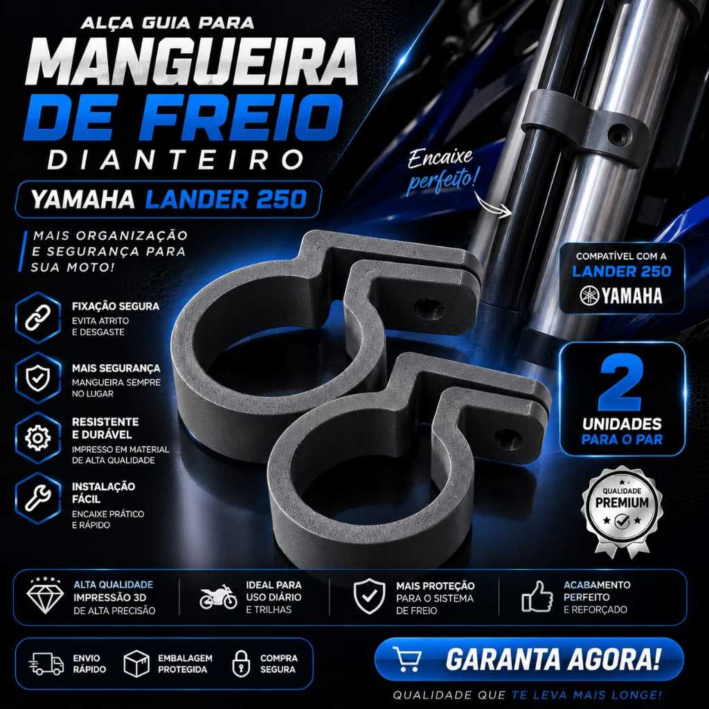 Guia Mangueira Freio Dianteiro Lander 250 Reforçado Par Alta Resistência Trilha