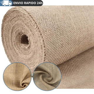 4M Tecido De Juta - Tela De Juta - Artesanato - Decoração Cor Natural Desenho Do Tecido Liso