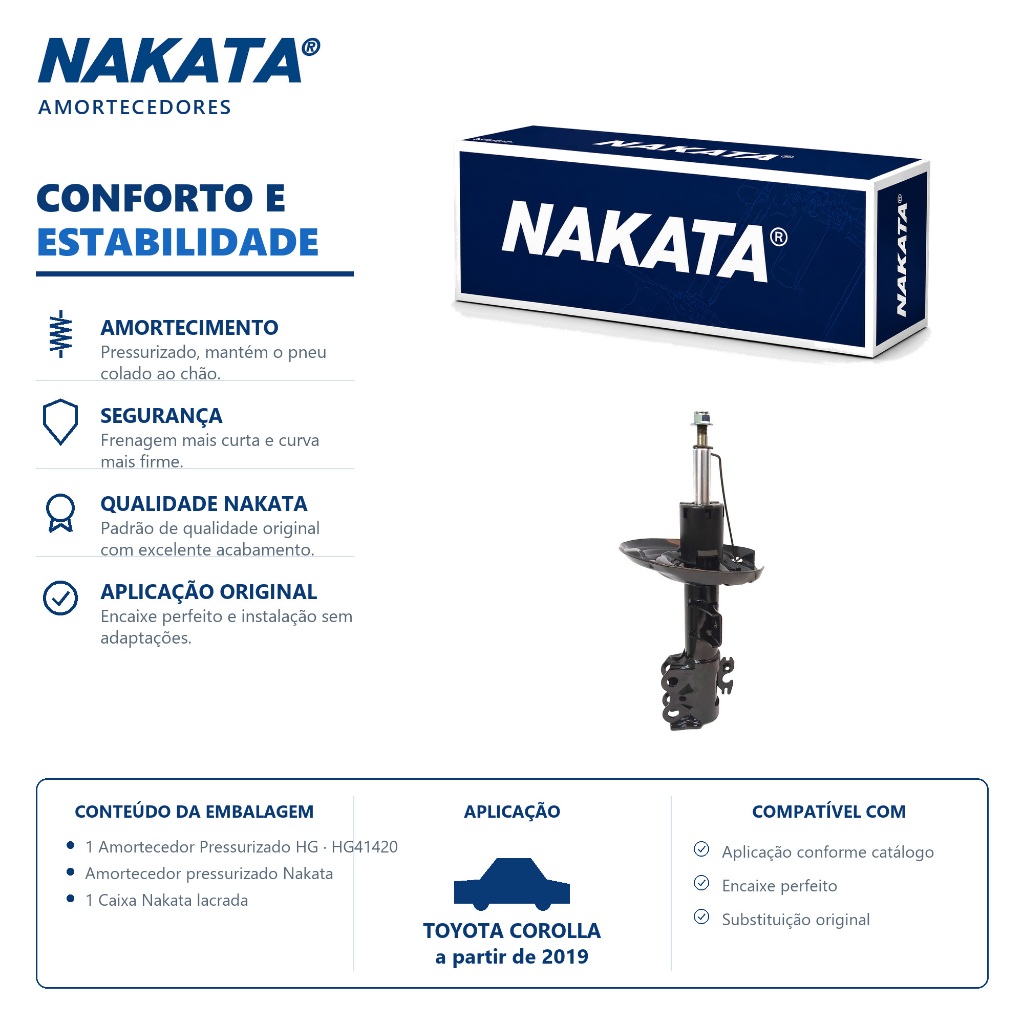 Amortecedor Dianteiro Direito Toyota Corolla 2019 2020 2021 2022 2023 Nakata HG41420