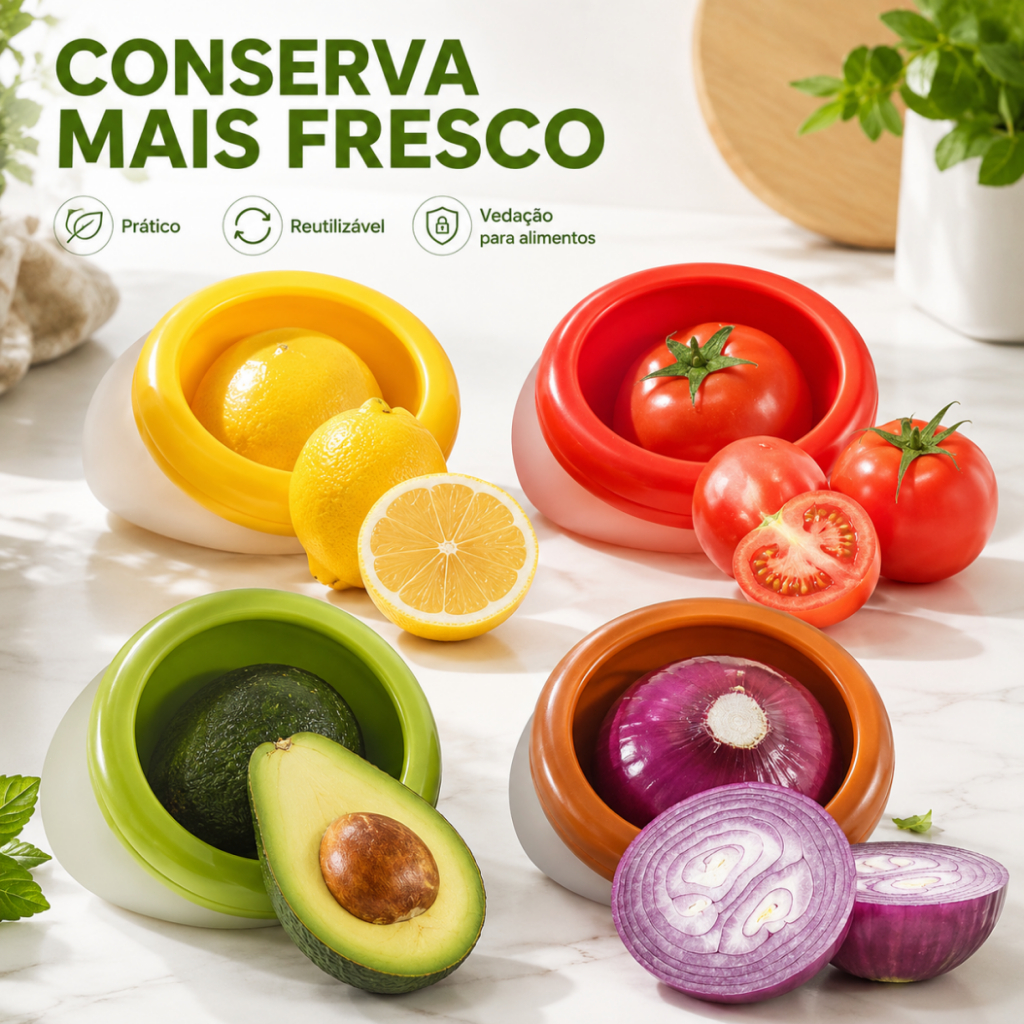 Recipiente de Armazenamento de Frutas Cortadas Silicone 4 Peças