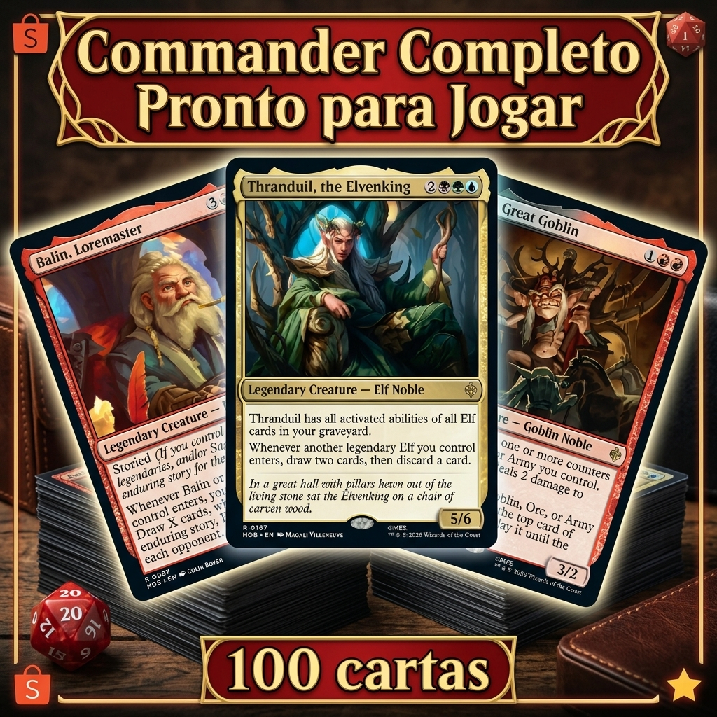 Deck Commander Completo Magic com cartas em Inglês/Português