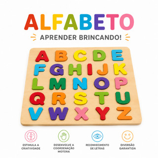 Brinquedo Educativo Montessori de Madeira Alfabeto