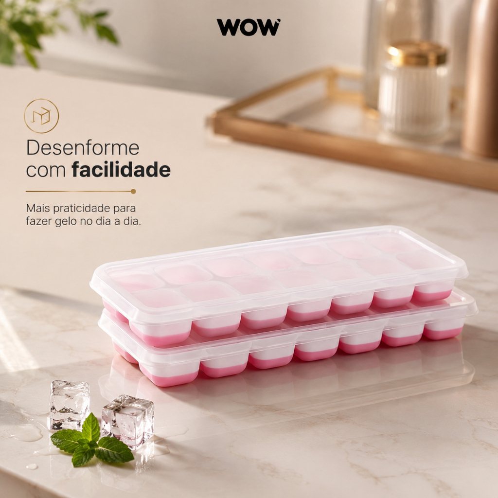 Forma De Gelo Fundo Silicone 14 Cubos Tampa Rígida · foto 2
