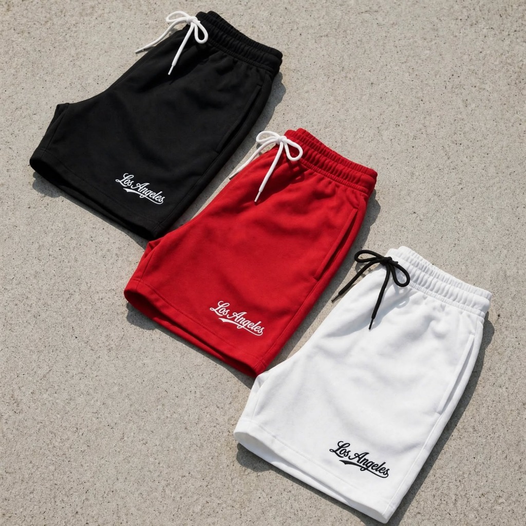 Kit 3 Bermudas Mauricinho Masculino Short Tactel Estampada Los angeles Elastano Verão Esportiva Musculação