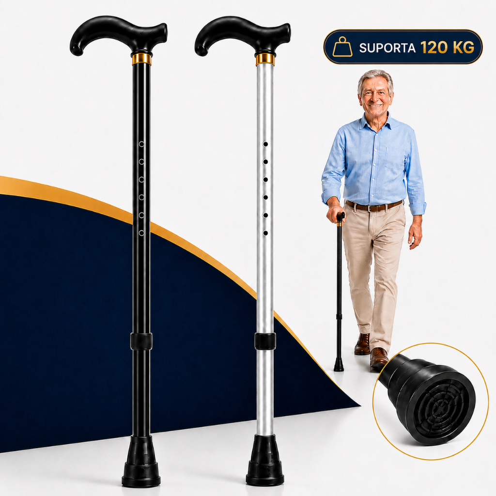 Bengala Ajustavel Ortopedica Aluminio Reforçada Suporta Ate 120kg Apoio Ergonomico Antiderrapante