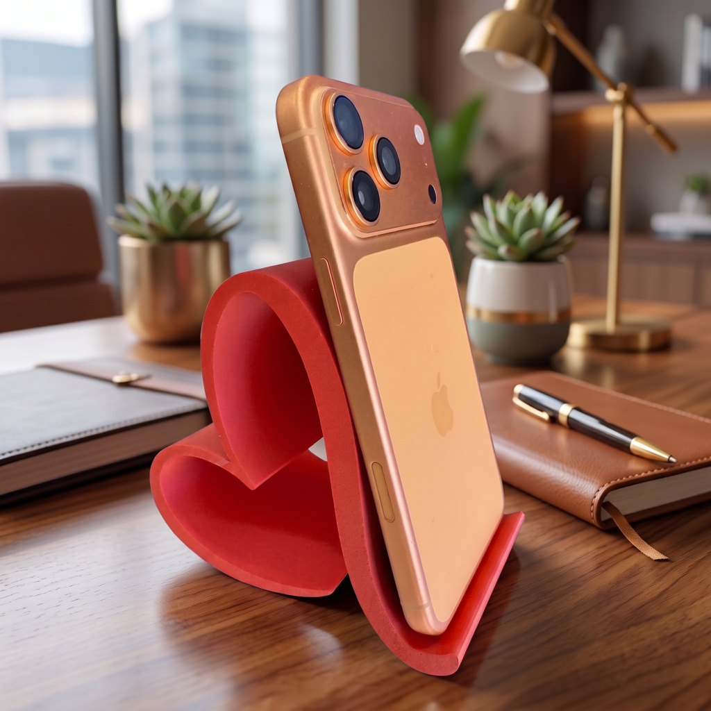 Suporte Para Celular De Mesa Formato Coração Abstrato Apoio Smartphone Universal Resistente Bonito