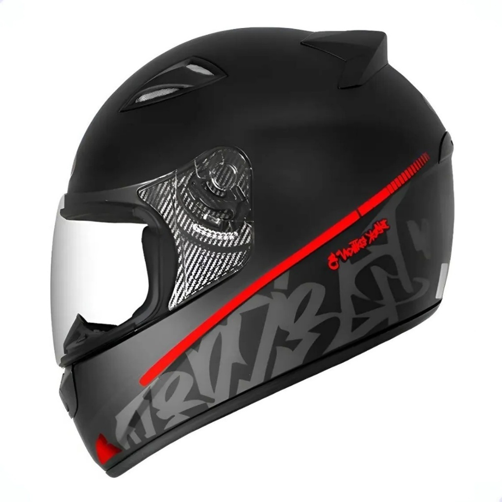 CAPACETE EBF SPARK BLACK EDITION 3 PRETO VERMELHO FOSCO
