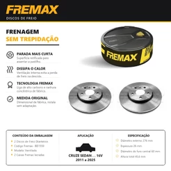 Par Disco De Freio Cruze Sedan 1.4 1.8 16V 2011 Até 2025 Original Fremax