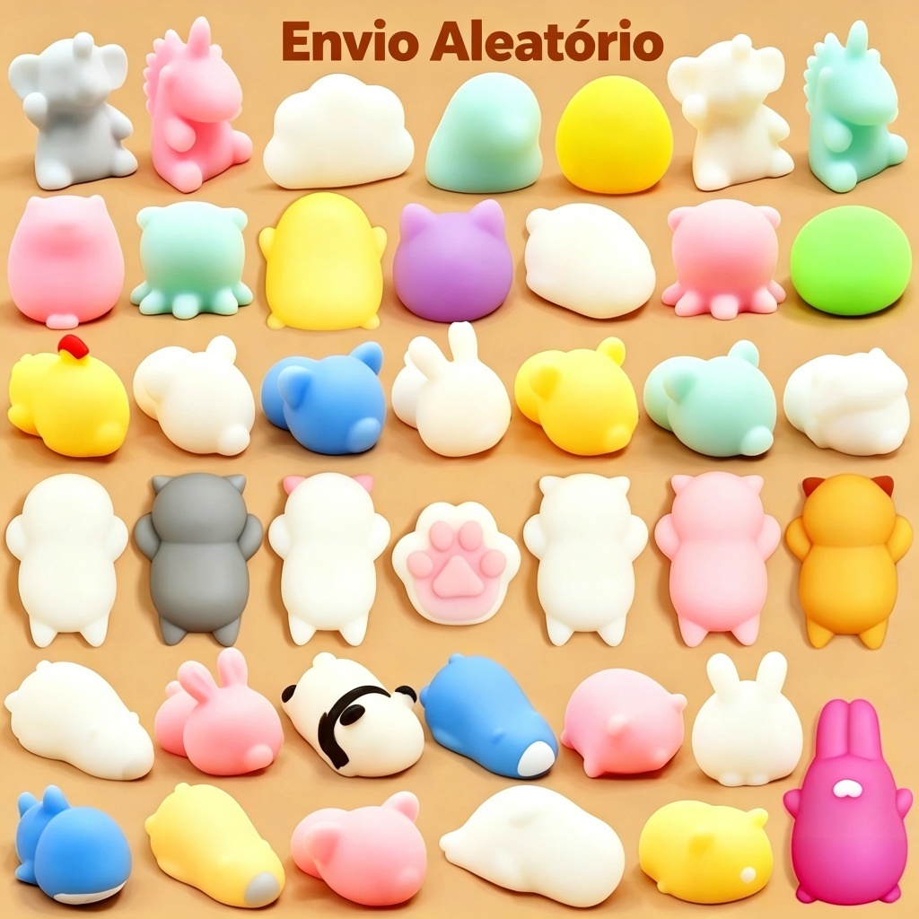 Kit 10/20/30 Unidades Squishy Mochi Bichinho Macio Brinquedo Anti‑Estresse Sensorial Brinquedo De Apertar Para Crianças