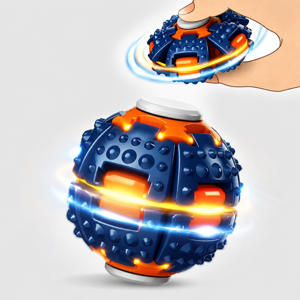 Bola Antiestresse Giratória com Luz LED Fidget Toy Sensorial Portátil para Relaxar Cores Variadas — imagem 2 de 2