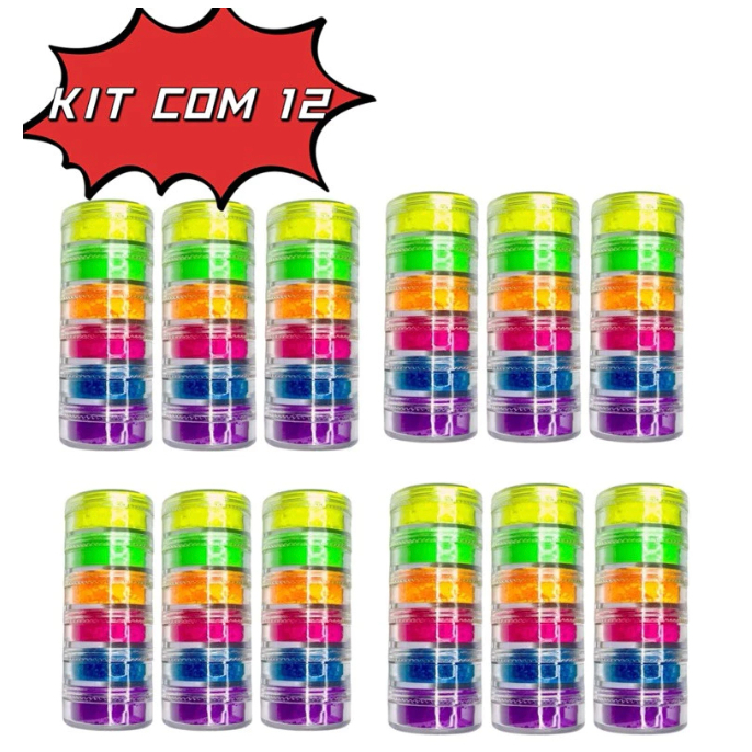 KIT COM 12 Sombra Maquiagem Pigmento Neon Carnaval/maquiagem, Tinta ,sombra, cílios, boca .