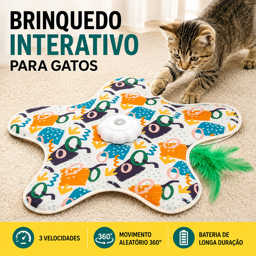 Brinquedo Pet para Gatos Mouse Elétrico Inteligente, Brinquedo Automático com Som, Movimento e Sensor de Toque