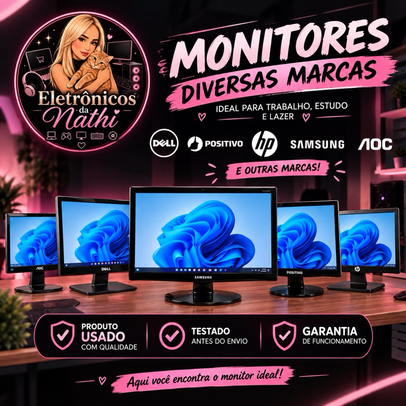 Monitor VGA LCD/LED para | PC Vários Tamanhos e Marcas | Monitores Usados Testados | Pronta Entrega