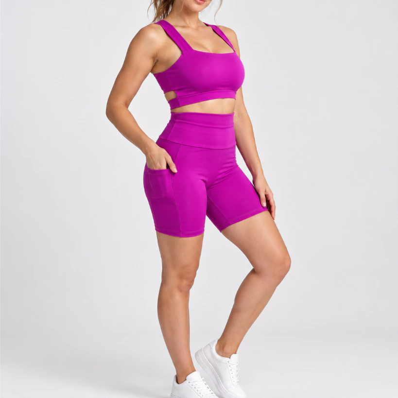 Conjunto Fitness Feminino com Bolso Academia Top e Shorts Zero Transparencia Tamanho Unico — imagem 1