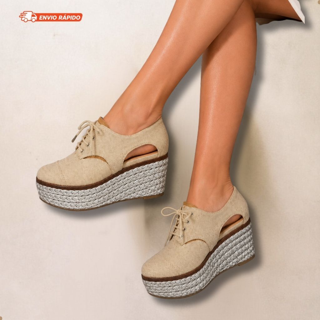 Sapato Feminino Plataforma Flatform Flat Anabela Salto Muito Leve Bico Redondo Meia Pata Confortável Estilosa Sandalia
