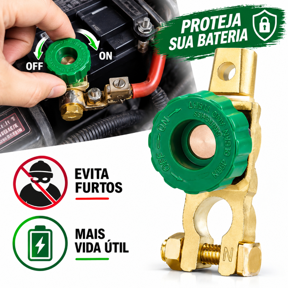 Terminal Bateria Conector Corta Corrente Chave Geral Neutro