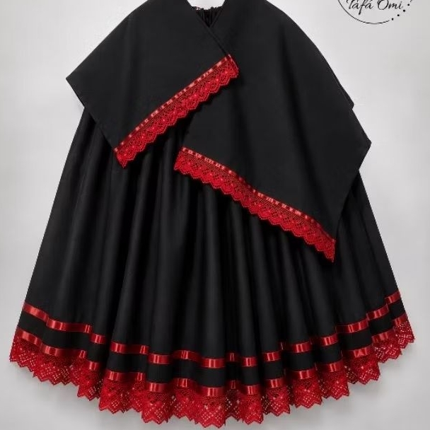 Conjunto 3 Peças Saia Oxford Preto e Vermelho Exu Pombagira Candomblé Umbanda Quimbanda