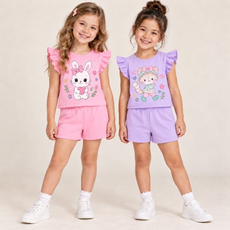 Kit 3 Conjunto Infantil Feminino  Menina Conforto e Estilo para Todos os Momentos Tecido Macio Leve 1 ao 6 anos