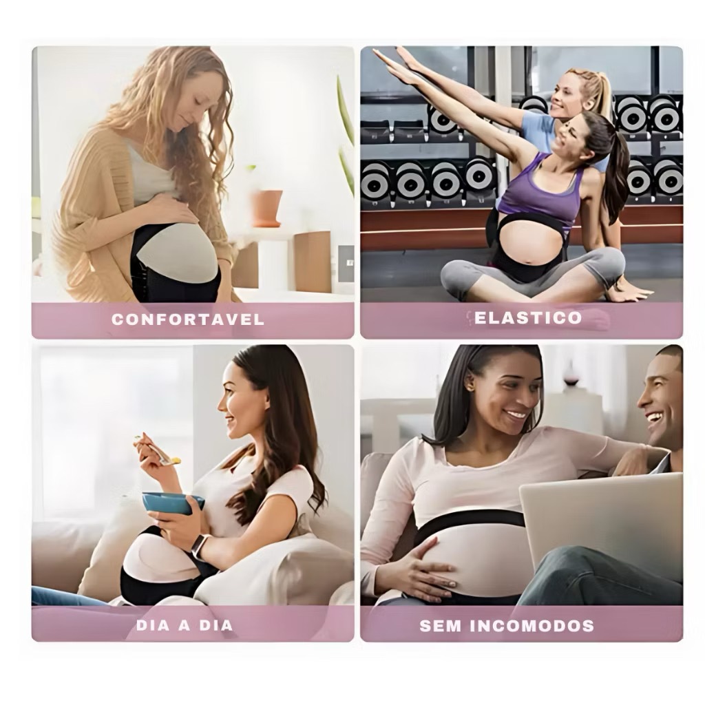 Cinta Apoio Barriga Ajustável Grávida Gestante Mulher Gravida Gestante Abdominal PRETA e ROSA — imagem 2 de 2