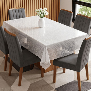 Toalha de Mesa Rendada Para 4 e 6 Lugares Várias Estampas Impermeável Decoração Plástico …