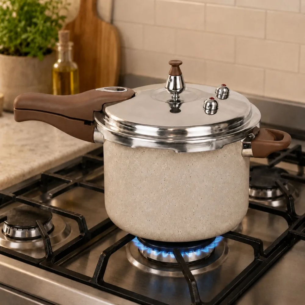 Panela de Pressão Ceramica Fogão de Indução e a Gas Alegrete 4,5 Litros 3 Valvulas de Segurança