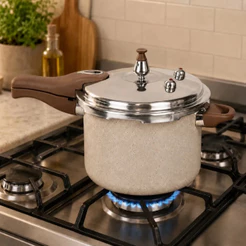 Panela de Pressão Ceramica Fogão de Indução e a Gas Alegrete 4,5 Litros 3 Valvulas de Segurança