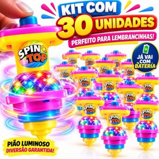 Kit 30 Pião Giroscópio Grande Brinquedo Infantil Brincadeira Criança Pronta Entrega Lembrancinhas Presente