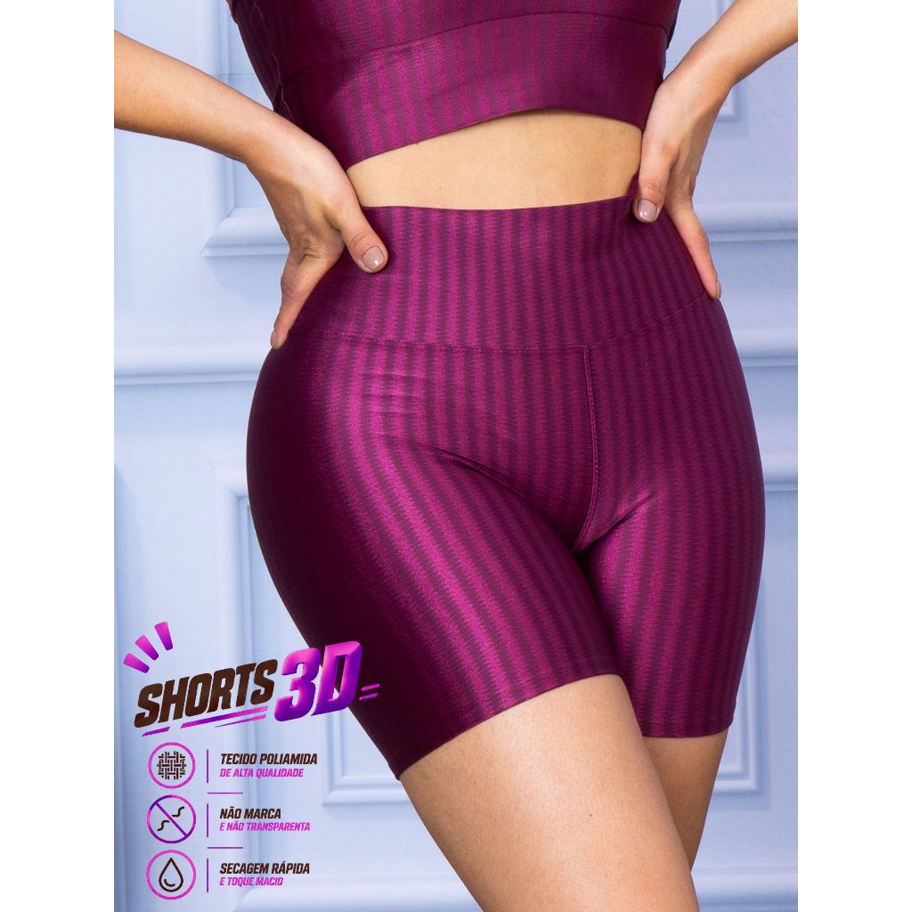Shorts 3D Feminino de Academia ou Dia a Dia Confortavel Não Fica Transparente