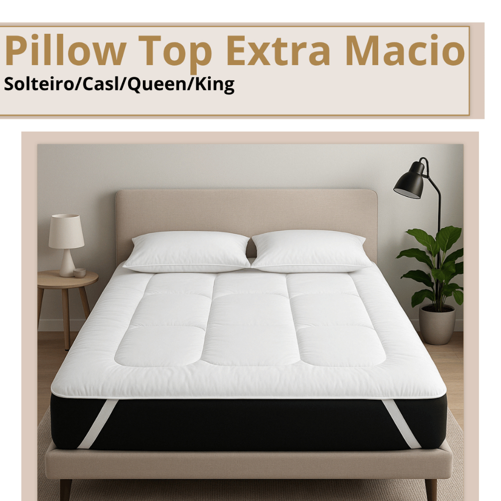 Pillow Top Extra Macio Acolchoado Protetor de Colchão Solteiro Casal Queen e King