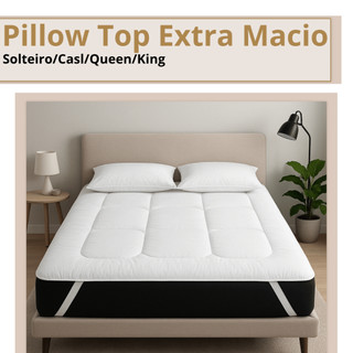Pillow Top Extra Macio Acolchoado Protetor de Colchão Solteiro Casal Queen e King