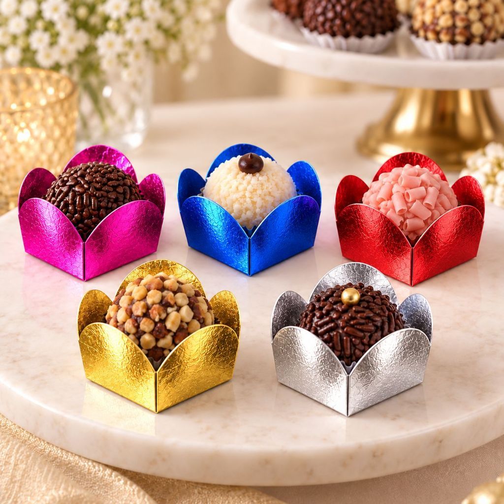 Porta Forminha Metalizada para Doces Brigadeiro e Bombom - Diversas Cores - 50 a 200 Unidades - Regina - Rizzo