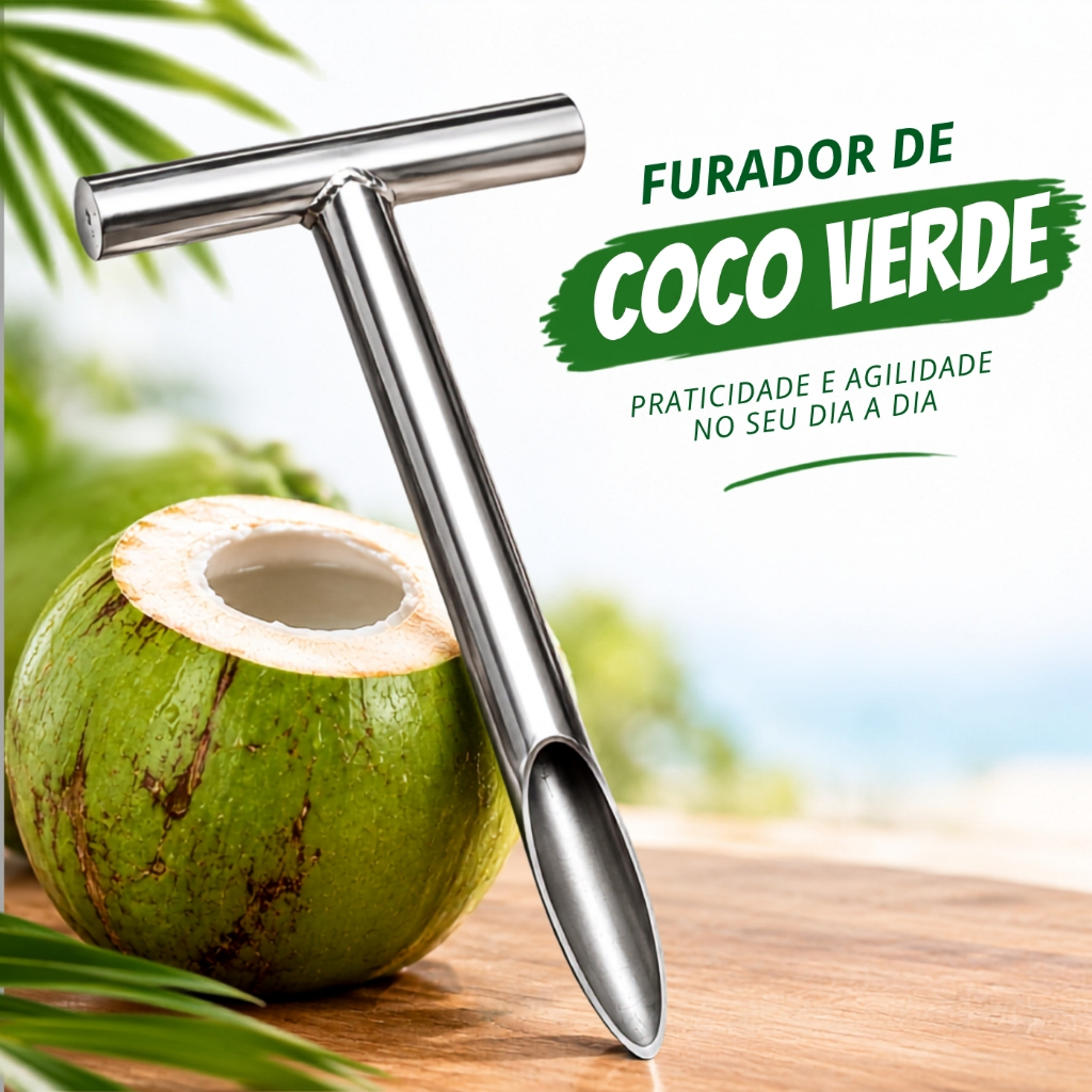Abridor Furador De Coco Profissional Aço Inox 304 Não Enferruja