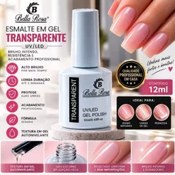 Esmalte em Gel Renda e Fundo Realista Bella Rosa -12ml Unhas
