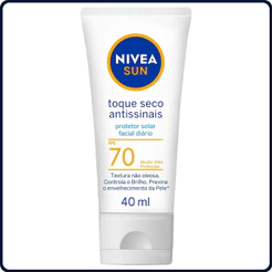 Protetor Solar Facial Sem Cor Toque Seco Antissinais Nivea Sun FPS70 40ml