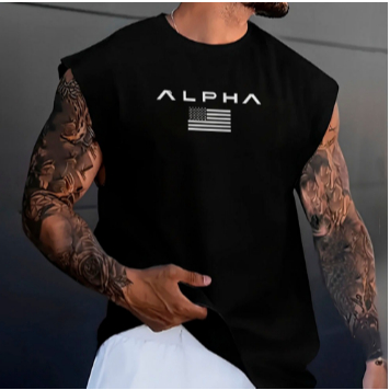 Regata Machão Stretwear P ao GG 100% Algodão Treino Academia Alpha American Confortável Academia Masculina Promoção