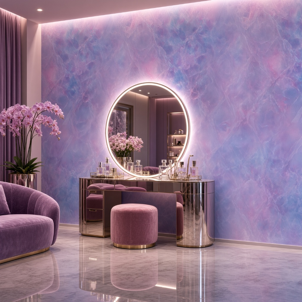 Papel de Parede Mármore Adesivo | Efeito Galáxia Roxo/Azul | Fácil Instalação