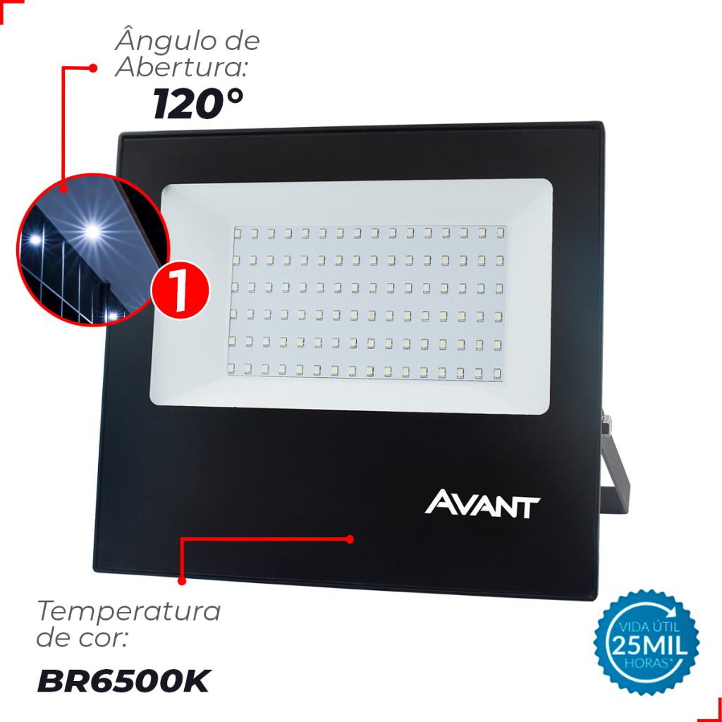 Refletor 100w Led Externo Garagem campo galpão chacara sitio 4000lm 6500k Bivolt Ip66 · foto 2
