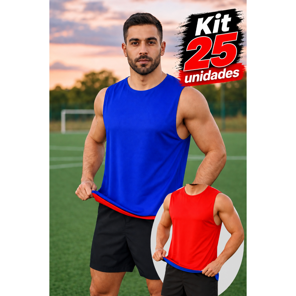 Kit 25 Coletes de Futebol Lateral Fechada para Treino - Dupla Face Tecido Premium