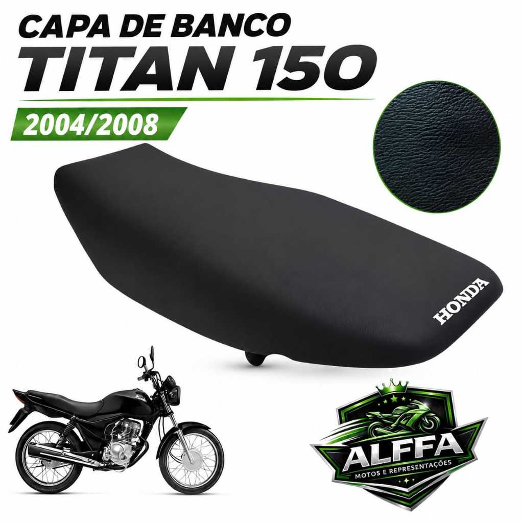 Capa De Banco CG TITAN 150 2004/2005/2006/2007/2008 PRETA COM LOGO. MOTO MODELO ORIGINAL.