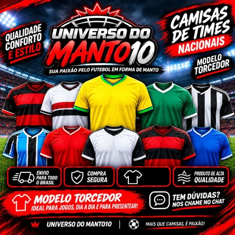 Camisa masculina torcedor Time e seleção