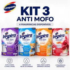 Kit 3 Inspira Evita Mofo Closet 200g Antimofo Desumidificador
