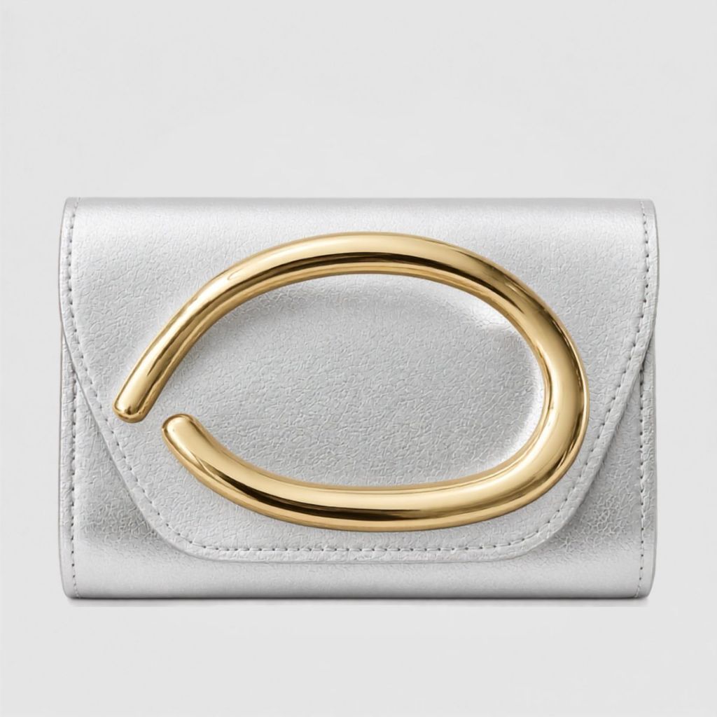 Bolsa Feminina Clutch Luxo Dourada com Alça Metal Elegante — imagem 2 de 2