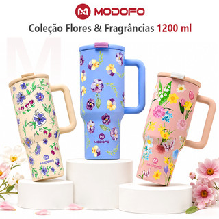 MODOFO Copo Termico 1200L Com Alça e Canudo Aço Inoxidável 304 Antivazamento Garrafa Térmica Para Café e Viagem