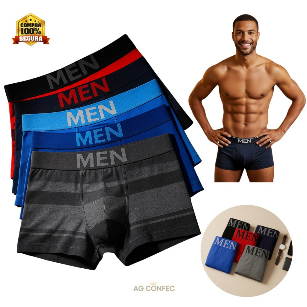 Kit 10 Cuecas Boxer Microfibra Masculina Sem Costura Conforto
