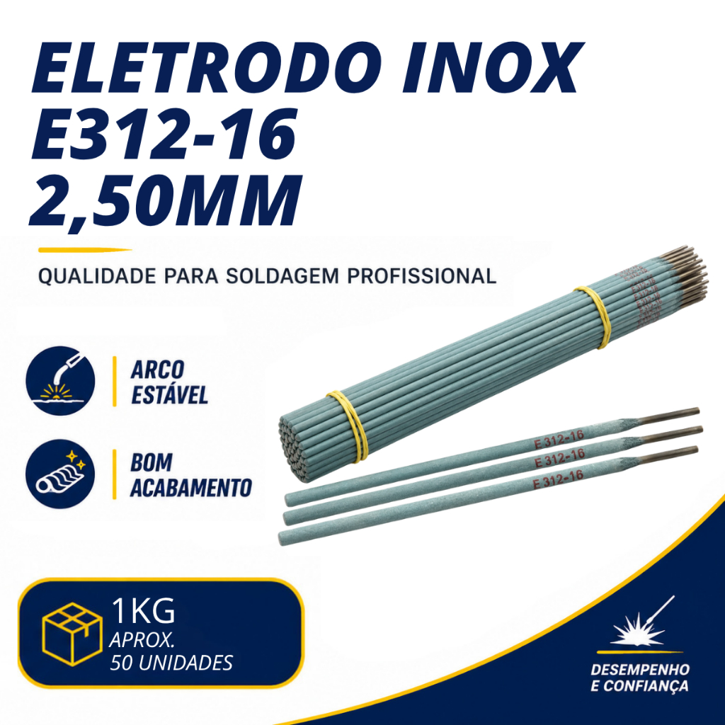 Eletrodo De Aço Inox 312 (2,50mm) Pacote 1kg - Soldaforte