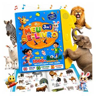 Livro 3 em 1 - Livro Interativo Com Sons em Português, Inglês e Espanhol