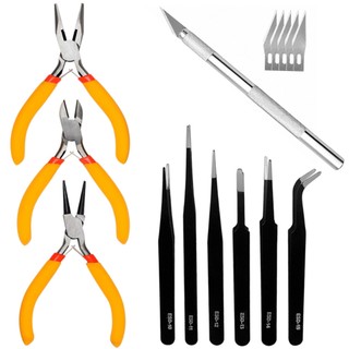 Kit Alicates Pinças Eletrônica E Estilete Precisão Bisturi Para Artesanato Hobby e Reparos