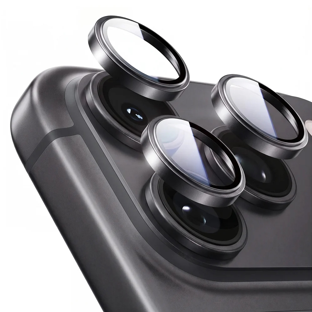 Kit 3x Película Lente Câmera Individual Para iPhone 14 15 16 17 18 Pro Max Aro Alumínio Lente Vidro Temperado